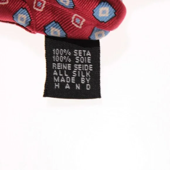 Drake's NWT Neck Tie in Red with Light Blue & White Geometric Pattern 100% Silk